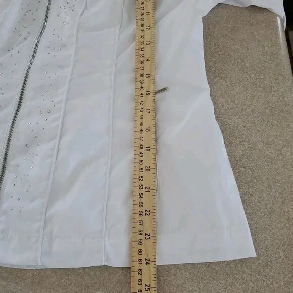 Laura Ashley Regatta Jacket Embellished White Full Zip Womens Sz. Med. MSRP $114 - Picture 13 of 16